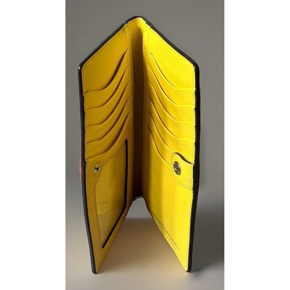 Lauren Ralph Lauren Leather Leighton Collection Wallet. Red/Yellow.